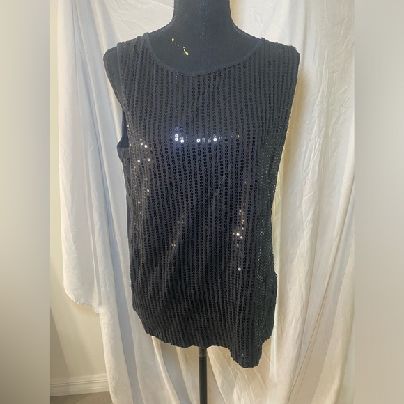 Vintage Black‎ Sequence Top Size Large - Picture 1 of 5